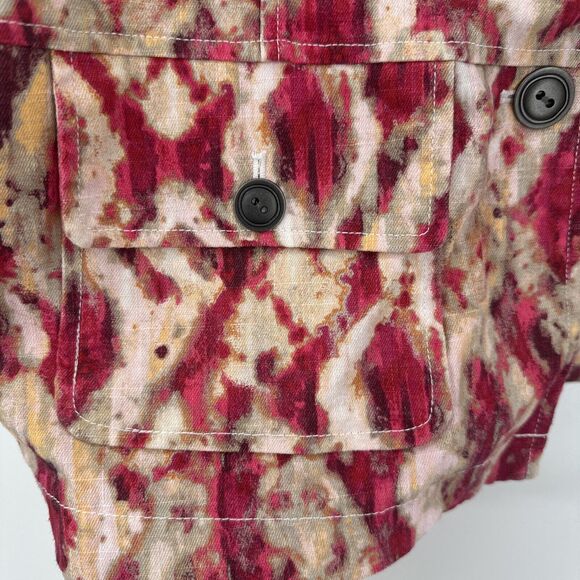 Chico's Jacket Womens XL Linen Blend Short Sleeve Button Up + Pockets Coastal - Picture 6 of 7